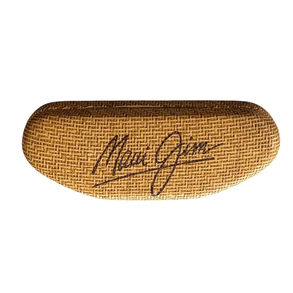 Maui‎ Jim Sunglasses Case Tan Woven Wicker Seagrass Hard Shell Clamshell Brown